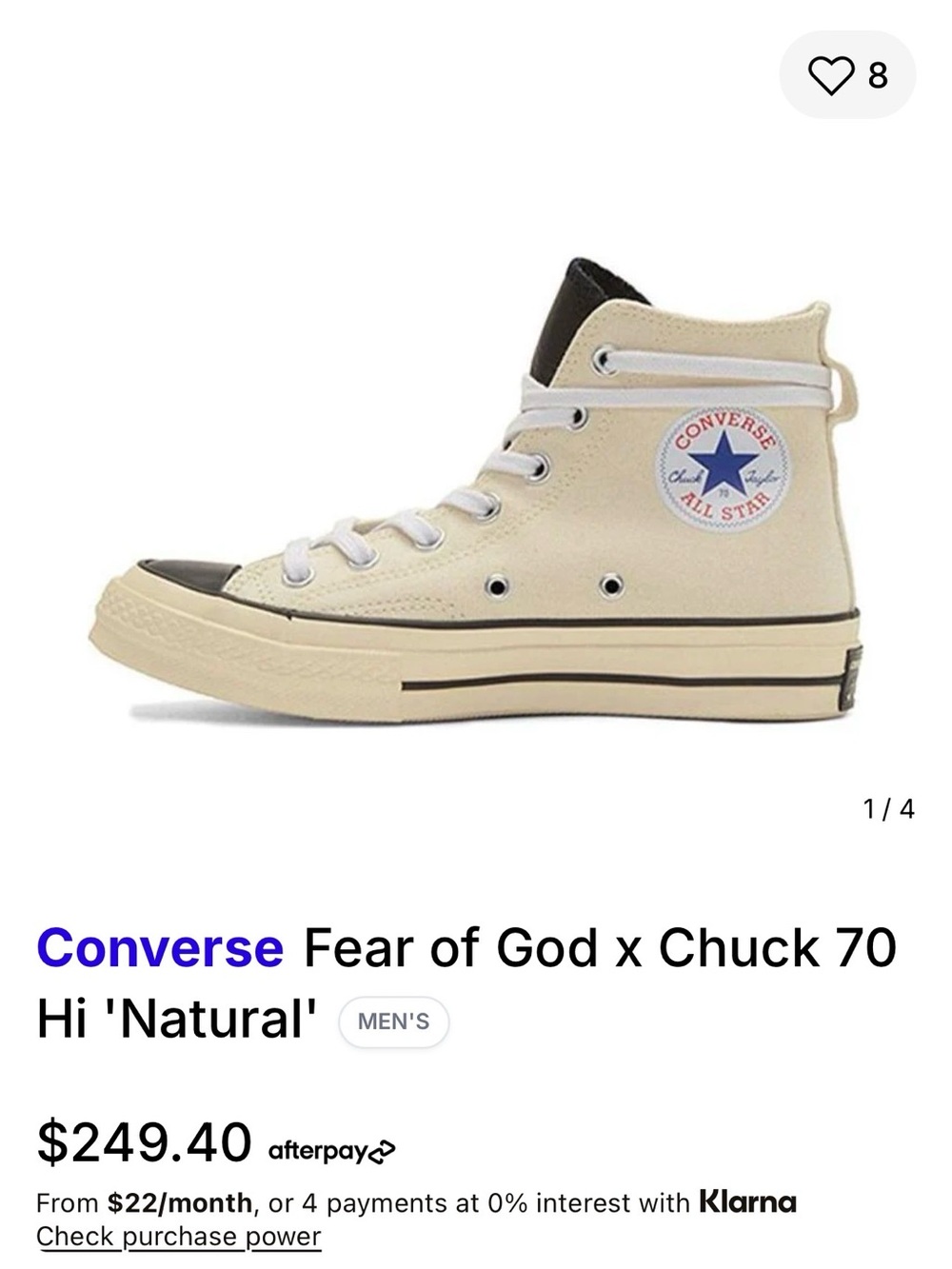 Converse x Fear Of God Chuck 70 High Top Sneakers in Cream and Black